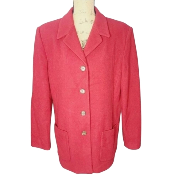 Red wool cashmere Laura Scott Winter Overcoat size 14 XL - Picture 1 of 11